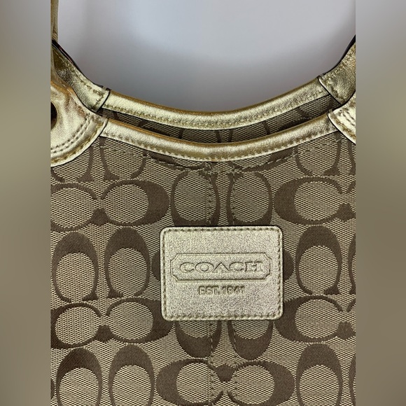 Coach Bleecker Signature Tote Gold Khaki - Picture 2 of 15